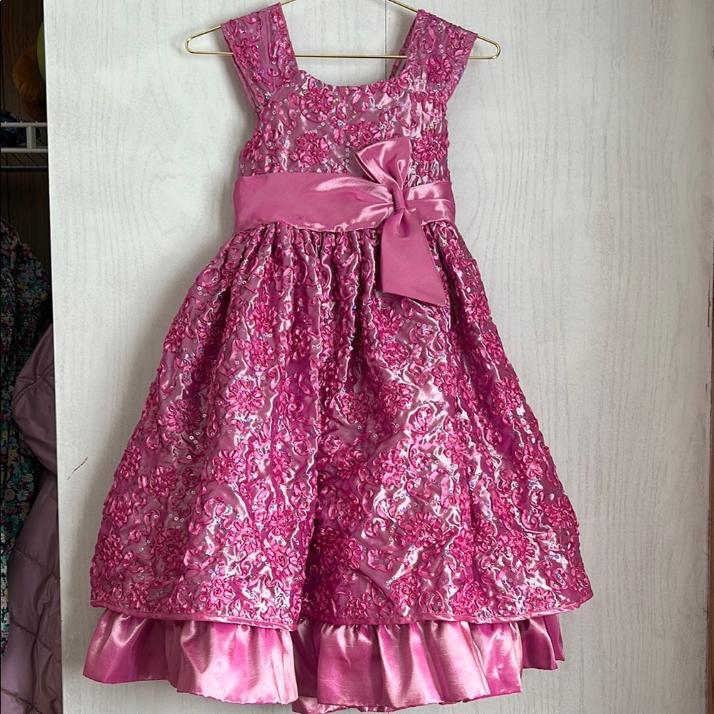 Princess Kloset Girls Pink Floral detailed Dress